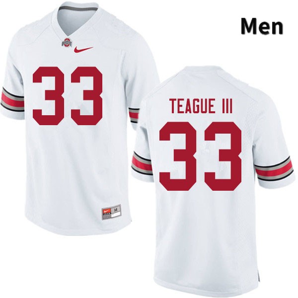 Ohio State Buckeyes Master Teague III Men's #33 White Authentic Stitched College Football Jersey